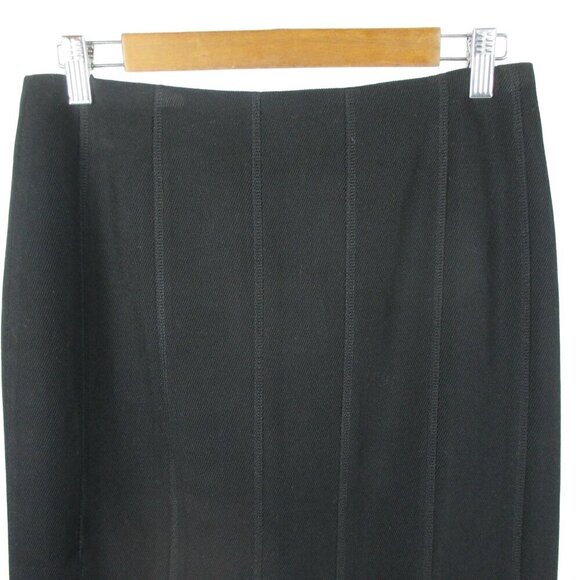 Akris Punto Luxury Wool Pencil Skirt Black Seamed Stitch Detail Size 6 $495 - Picture 2 of 9